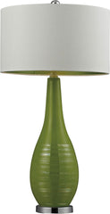 Etched Ceramic Table Lamp In Bright Green