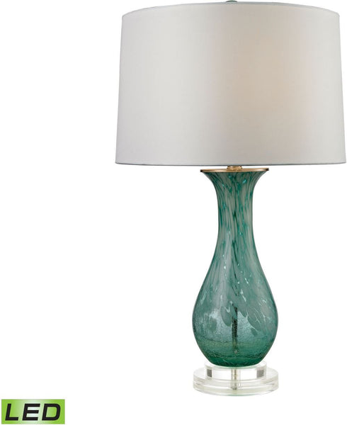 Swirl Glass Led Table Lamp In Aqua