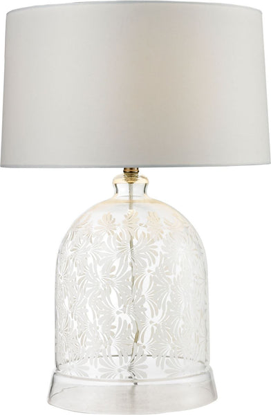Landscape Painted Bell Glass Table Lamp In Clear and White