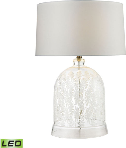 Landscape Painted Bell Glass Led Table Lamp In Clear and White