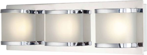 Bandeaux 3 Light Led Vanity In Chrome and Opal Glass