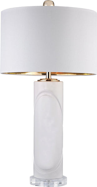 White Embossed Oval Lamp