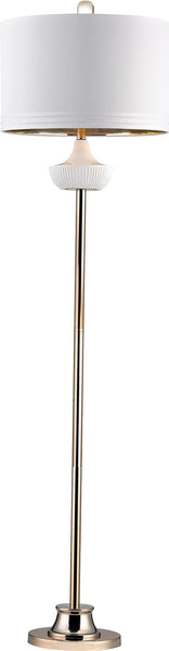 White Ribbed Cube Floor Lamp