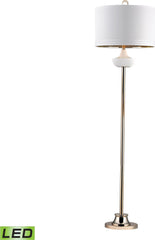 White Ribbed Cube Led Floor Lamp
