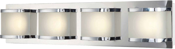 Bandeau 4 Light Vanity In Chrome and Rounded Glass