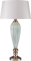 Mint Ribbed Lamp With Gold Accents