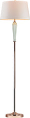 Mint Ribbed Floor Lamp With Gold Accents