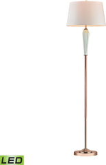 Mint Ribbed Led Floor Lamp With Gold Accents
