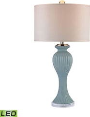 Mint Ribbed Tulip Led Table Lamp