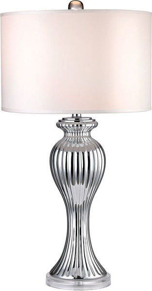 Silver Ribbed Tulip Table Lamp
