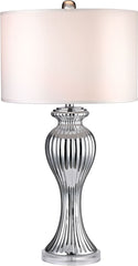 Silver Ribbed Tulip Table Lamp