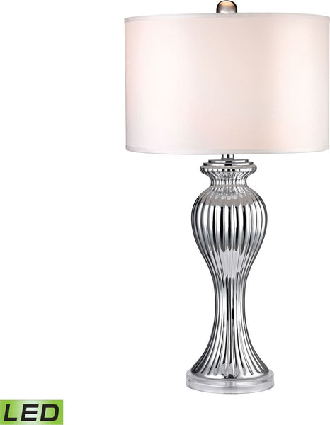 Silver Ribbed Tulip Led Table Lamp
