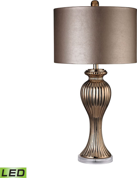 Copper Ribbed Tulip Led Table Lamp