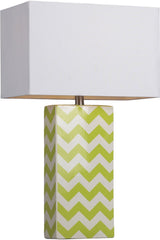 Chevron Print Ceramic Table Lamp In Green and White