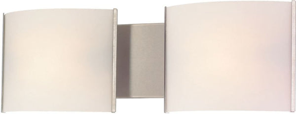Pannelli Led 2 Light Vanity In Satin Nickel and Hand Moulded Opal White Glass