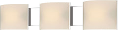 Pannelli Led 3 Light Vanity In Chrome and Hand Moulded Opal White Glass