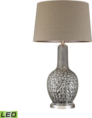 Grey Glazed Floral Ceramic Led Lamp