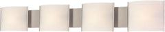 Pannelli Led 4 Light Vanity In Satin Nickel and Hand Moulded Opal White Glass