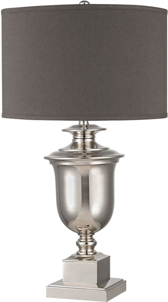Spun Metal Lamp With Grey Shade