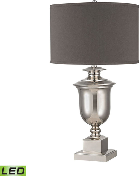 Spun Metal Led Lamp With Grey Shade