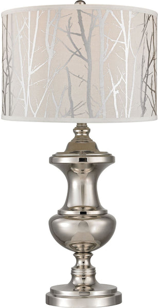 Spun Metal Lamp With Printed Shade