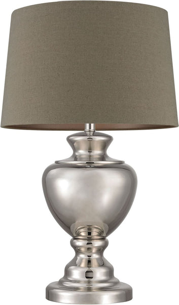 Spun Metal Lamp With Natural Shade