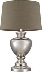 Spun Metal Lamp With Natural Shade
