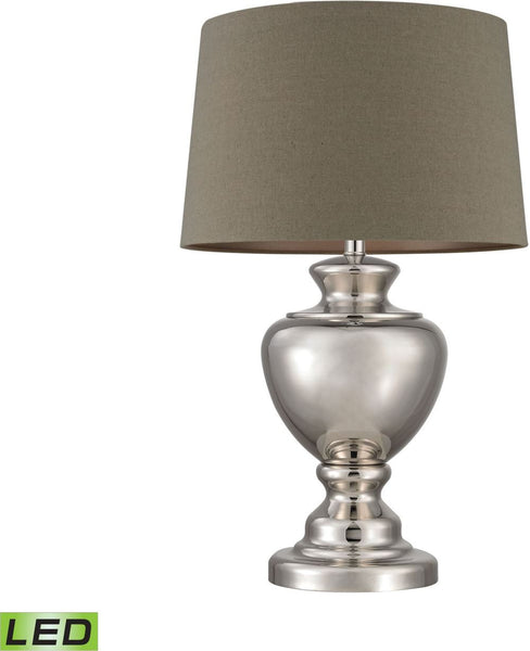 Spun Metal Led Lamp With Natural Shade