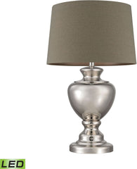 Spun Metal Led Lamp With Natural Shade