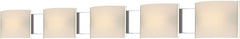 Pannelli Led 5 Light Vanity In Chrome and Hand Moulded Opal White Glass