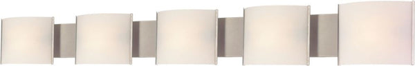 Pannelli Led 5 Light Vanity In Satin Nickel and Hand Moulded Opal White Glass