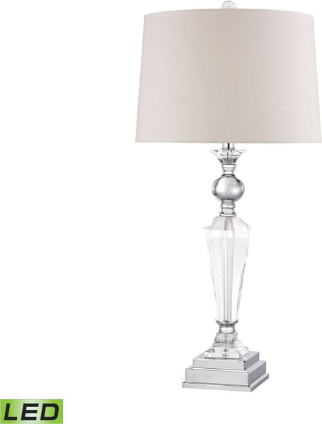 Crystal Column Led Lamp With Chrome Orb
