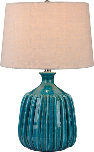 Ribbed Blues Ceramic Lamp