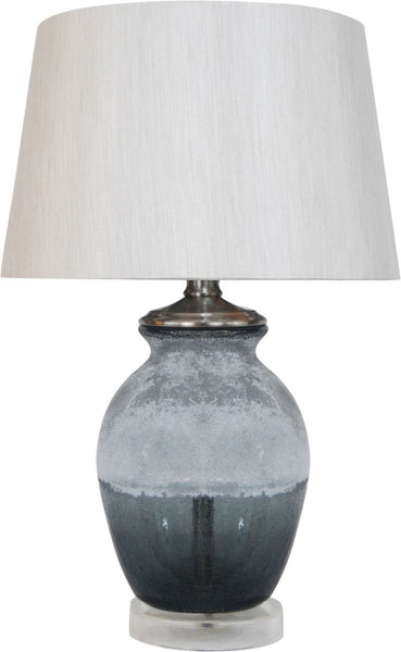 Smoked and Frosted Glass Table Lamp In Grey With Grey Shade