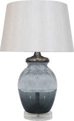 Smoked and Frosted Glass Table Lamp In Grey With Grey Shade