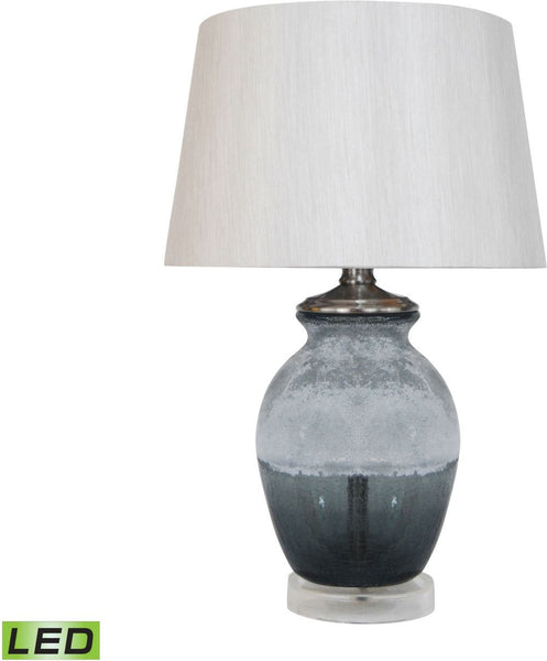 Smoked and Frosted Glass Led Table Lamp In Grey With Grey Shade