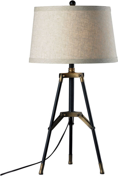 Functional Tripod Table Lamp In Restoration Black and Aged Gold