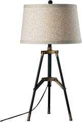 Functional Tripod Table Lamp In Restoration Black and Aged Gold