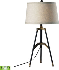 Functional Tripod Led Table Lamp In Restoration Black and Aged Gold