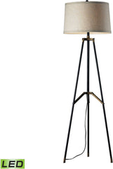 Functional Tripod Led Floor Lamp In Restoration Black and Aged Gold