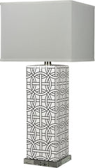 Linked Rings Ceramic Table Lamp In White and Blue
