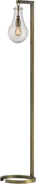 Antique Brass Floor Lamp With Clear Glass Shade