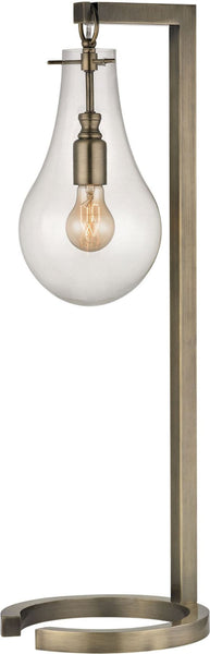 Antique Brass Table Lamp With Clear Glass Shade