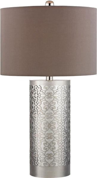 Metal Filigree Table Lamp In Polished Nickel