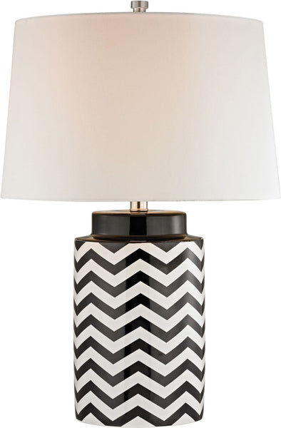 Chevron Table Lamp In Black and White