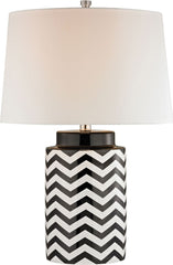 Chevron Table Lamp In Black and White
