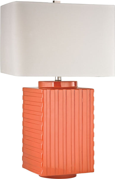 Ribbed Ceramic Table Lamp In Orange