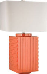 Ribbed Ceramic Table Lamp In Orange