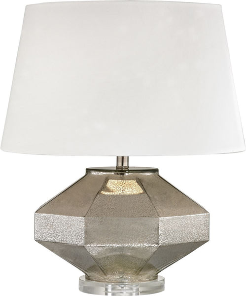 Angular Blown Glass Table Lamp In Silver