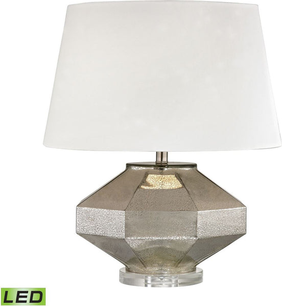 Angular Blown Glass Led Table Lamp In Silver